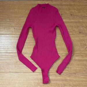 Lulus Women's Pink Ribbed Bodysuit size XS